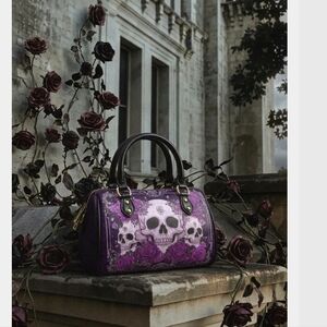 Skullette Mini Blood Rose Poison Plum Satchel